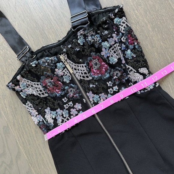 Bronx and Banco Annabell Sequined Sequin Floral Jumpsuit Black Bustier - Size XS - Picture 11 of 14